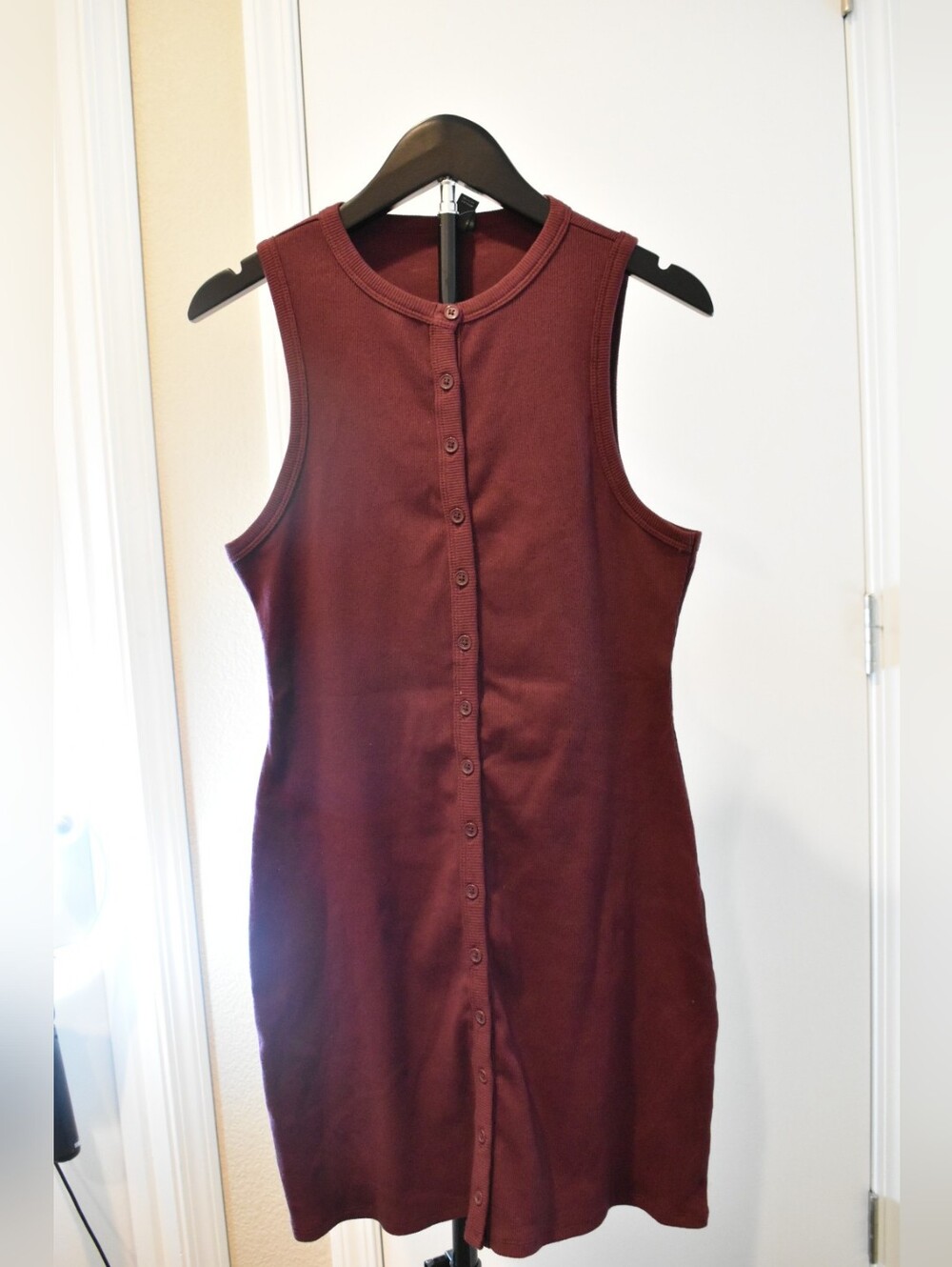 wild fable Burgundy Sleeveless Button-Front Tank Dress